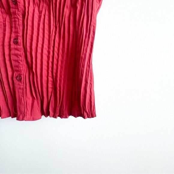 Apt. 9 Short Sleeved Pleated Red Blouse Women's M Petite - Picture 3 of 7